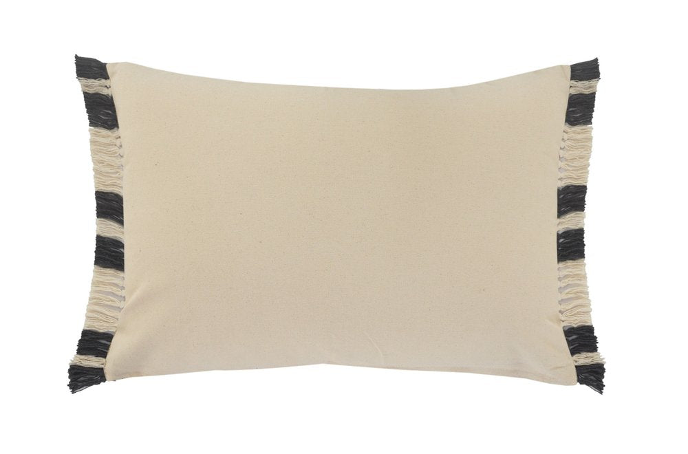 16" X 24" Gray And White 100% Cotton Striped Zippered Pillow