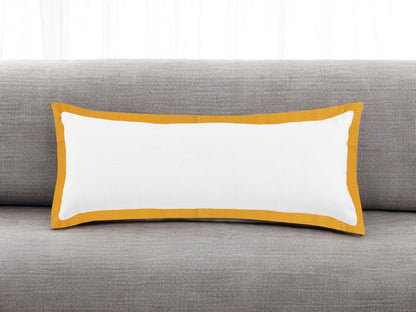 14" X 36" White And Icy Blue 100% Cotton Geometric Zippered Pillow