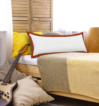 14" X 36" White And Red 100% Cotton Geometric Zippered Pillow