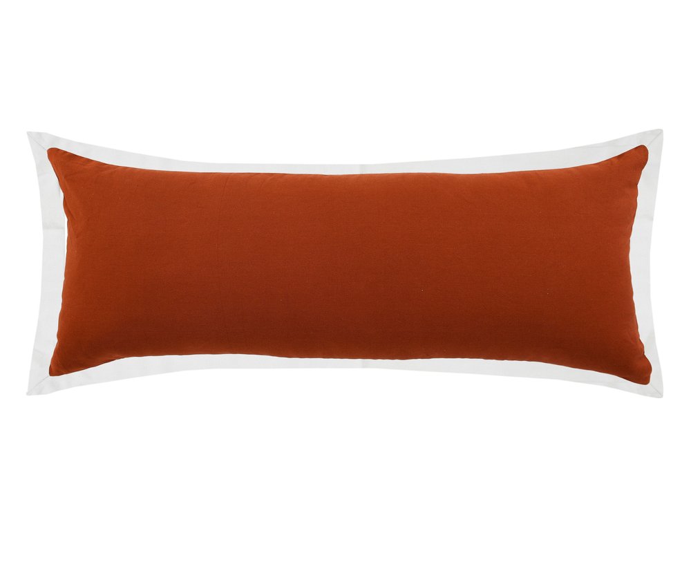 14" X 36" White And Red 100% Cotton Geometric Zippered Pillow