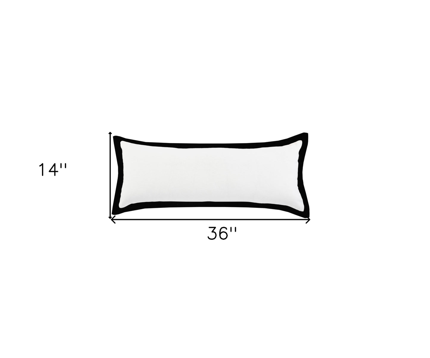 14" X 36" White And Black 100% Cotton Geometric Zippered Pillow