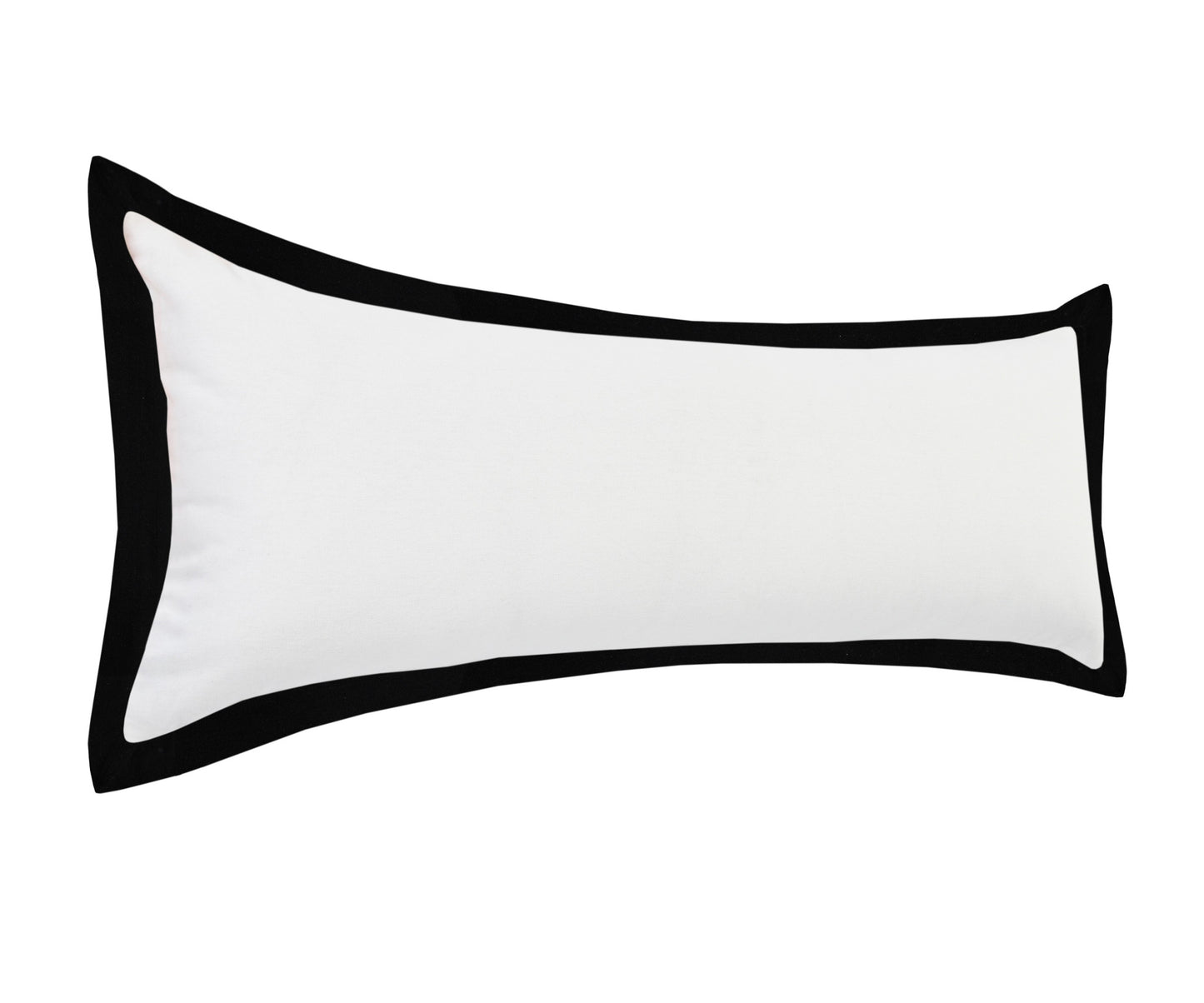 14" X 36" White And Black 100% Cotton Geometric Zippered Pillow