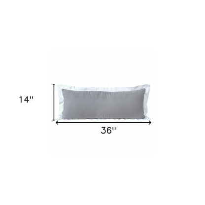 14" X 36" White And Icy Blue 100% Cotton Geometric Zippered Pillow