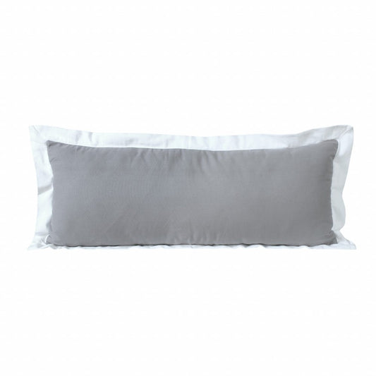 14" X 36" White And Icy Blue 100% Cotton Geometric Zippered Pillow