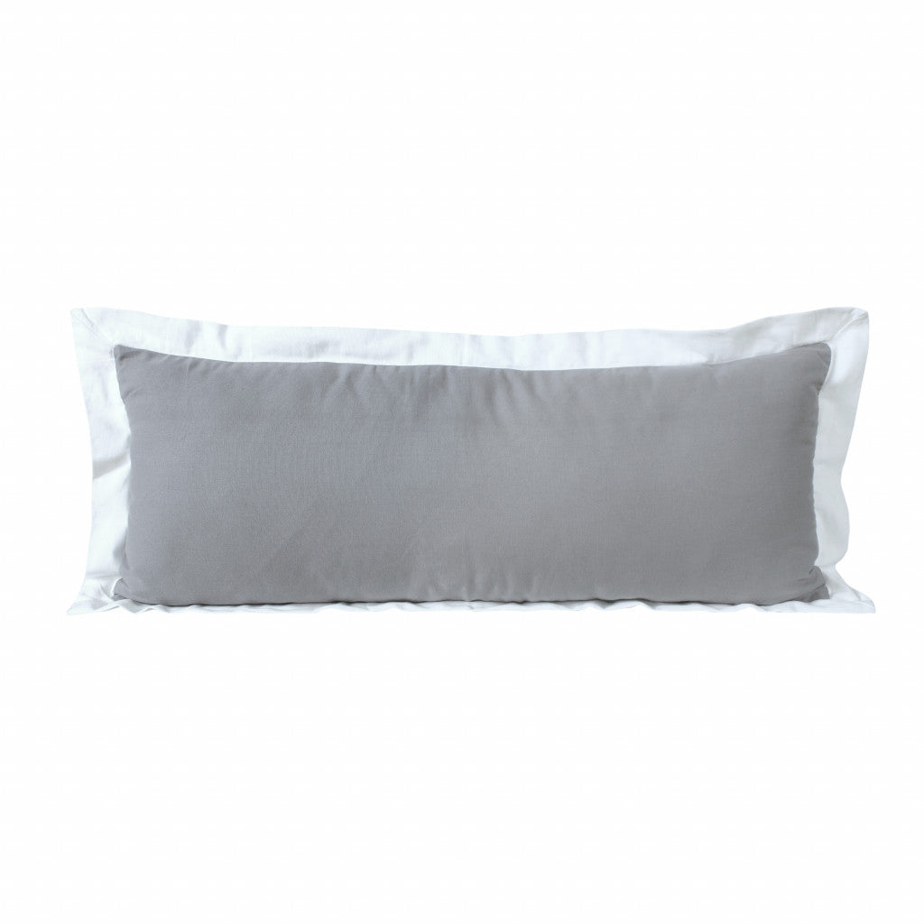 14" X 36" White And Black 100% Cotton Geometric Zippered Pillow