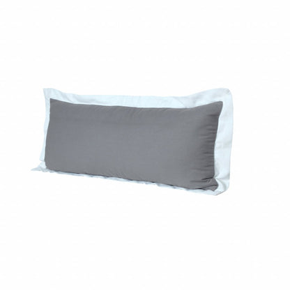 14" X 36" White And Icy Blue 100% Cotton Geometric Zippered Pillow
