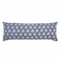 14" X 36" Vintage Indigo Blue And White 100% Cotton Geometric Zippered Pillow