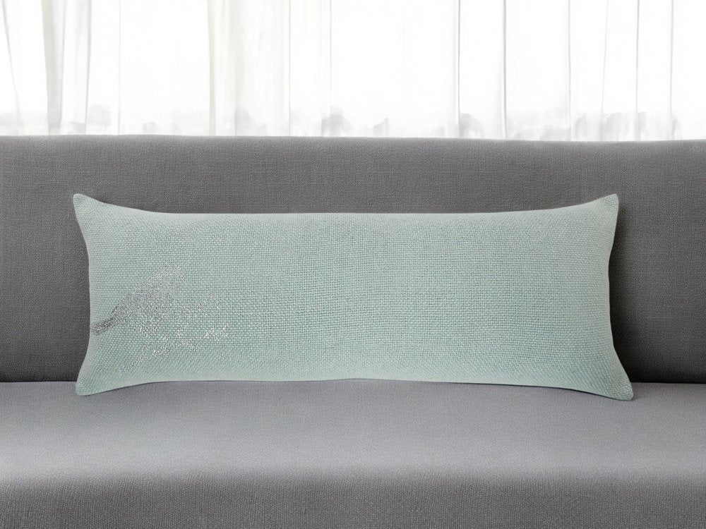 14" X 36" Silver Fabric Throw Pillow