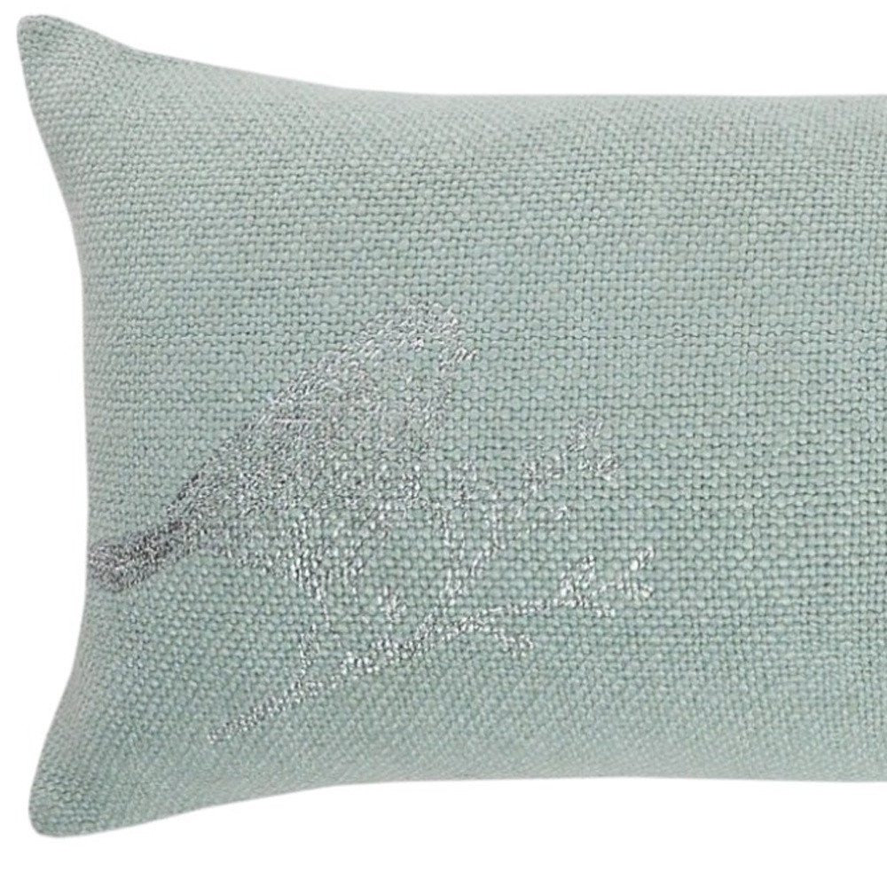 14" X 36" Silver Fabric Throw Pillow