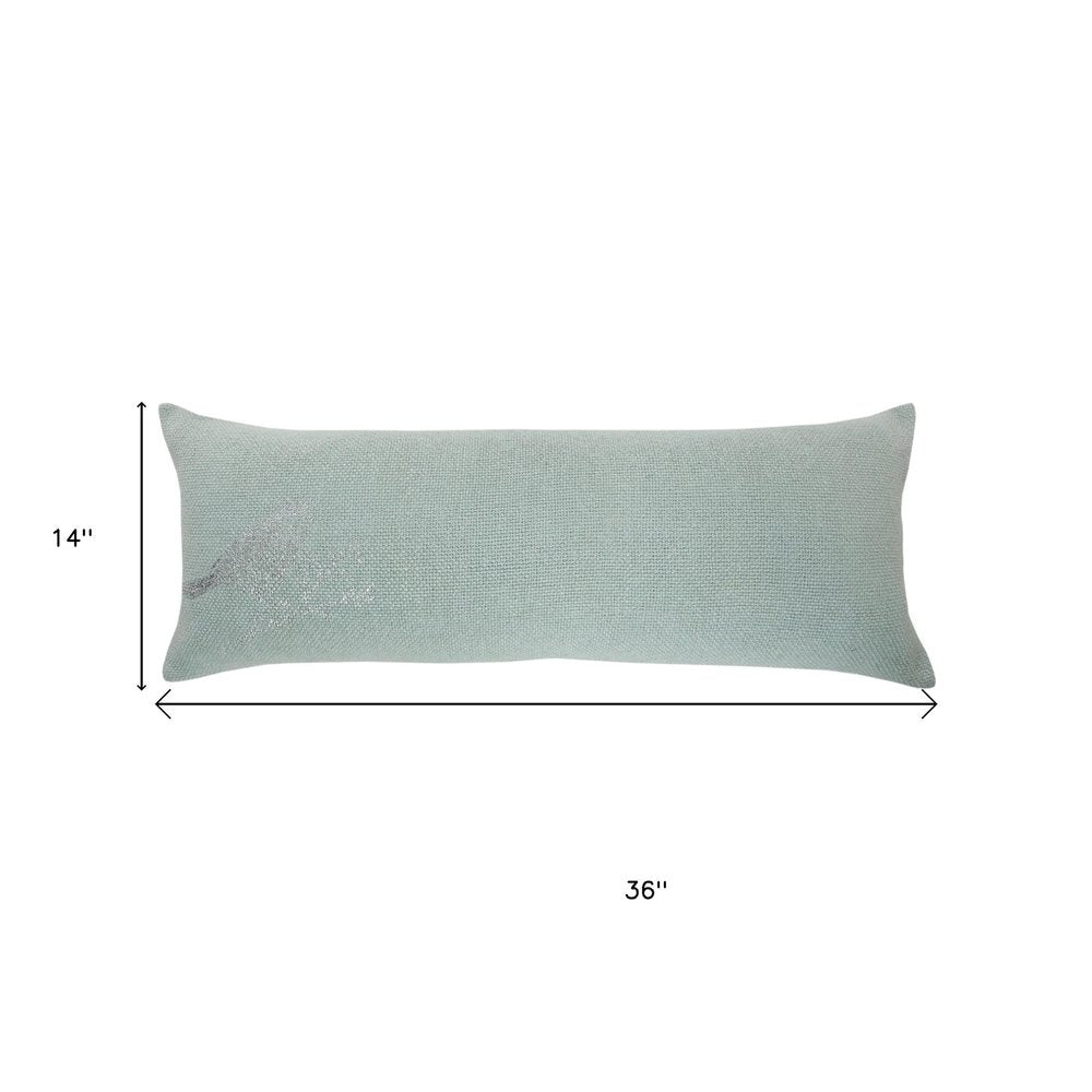 14" X 36" Silver Fabric Throw Pillow