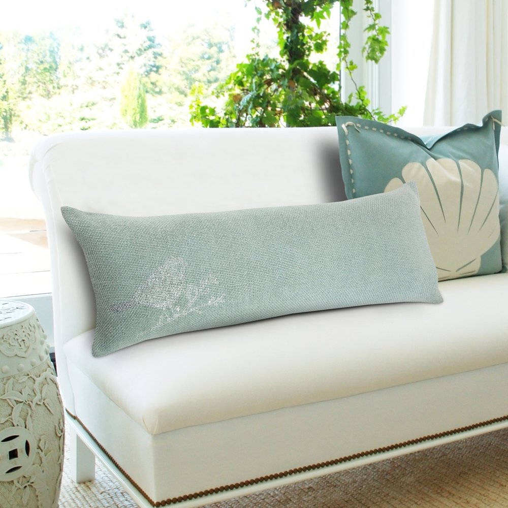 14" X 36" Silver Fabric Throw Pillow
