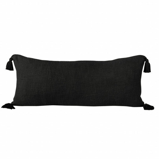 14" X 36" Emerald Cotton Throw Pillow with Tassels