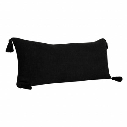 14" X 36" Black Cotton Throw Pillow with Tassels