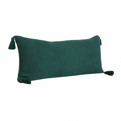 14" X 36" Black Cotton Throw Pillow with Tassels