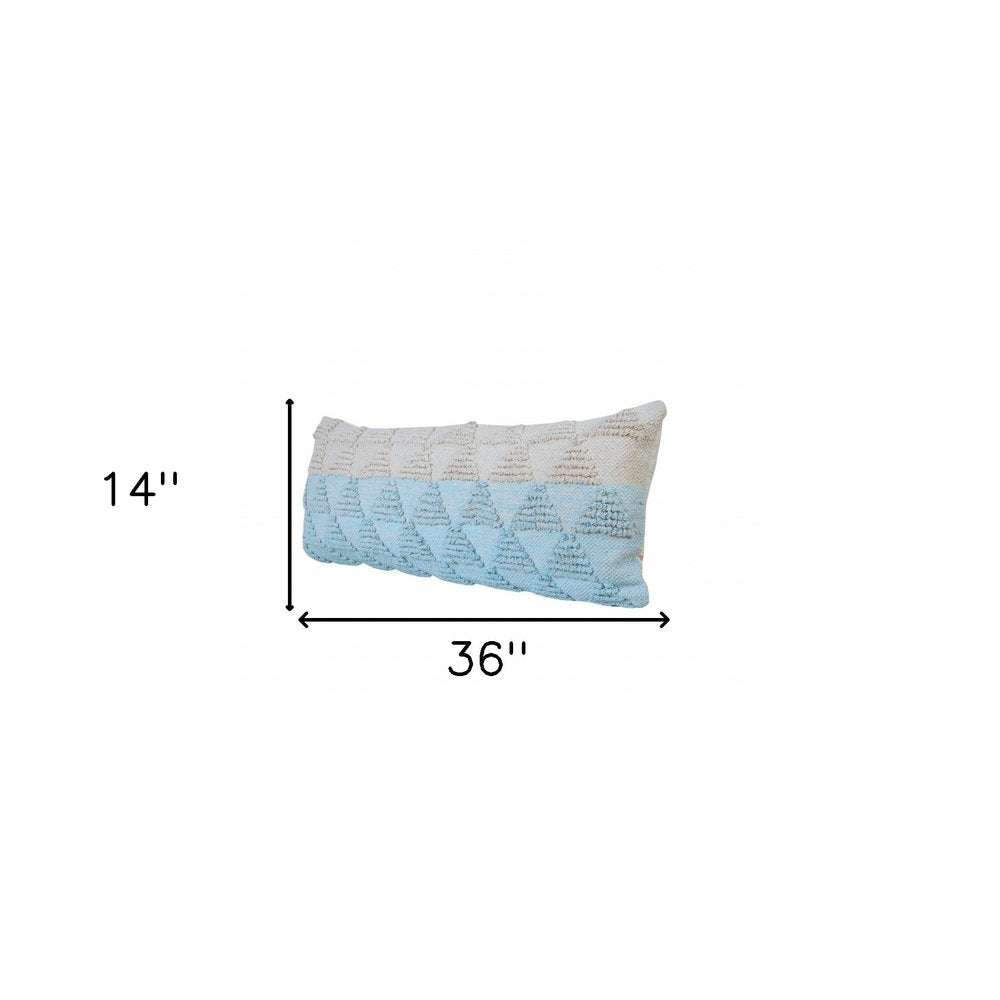 14" X 36" Gray And Off White Cotton Geometric Throw Pillow