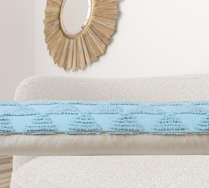 14" X 36" Gray And Off White Cotton Geometric Throw Pillow