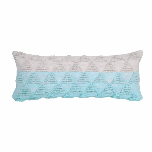 14" X 36" Gray And Off White Cotton Geometric Throw Pillow