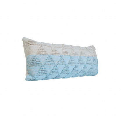 14" X 36" Gray And Off White Cotton Geometric Throw Pillow