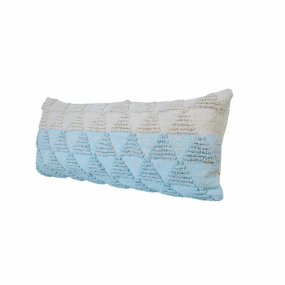 14" X 36" Gray And Off White Cotton Geometric Throw Pillow