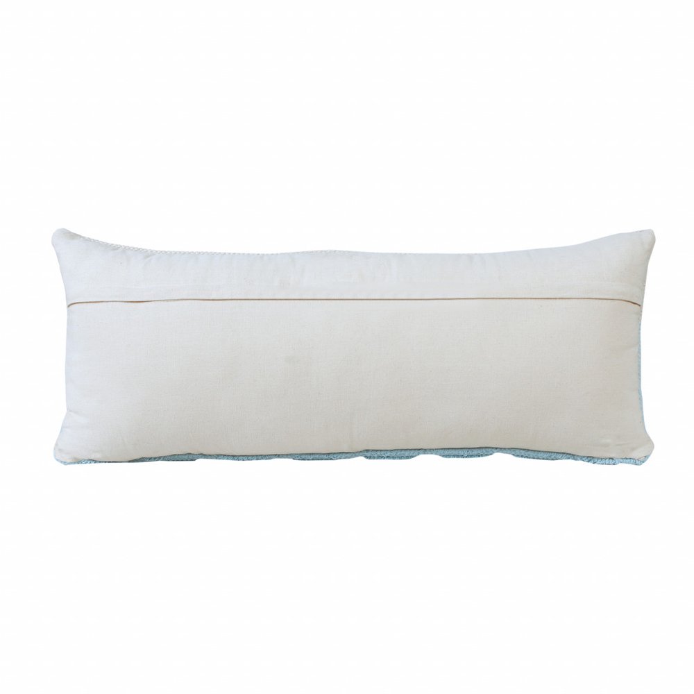 14" X 36" Gray And Off White Cotton Geometric Throw Pillow