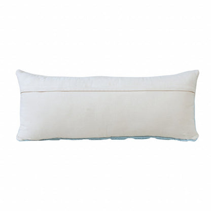 14" X 36" Gray And Off White Cotton Geometric Throw Pillow