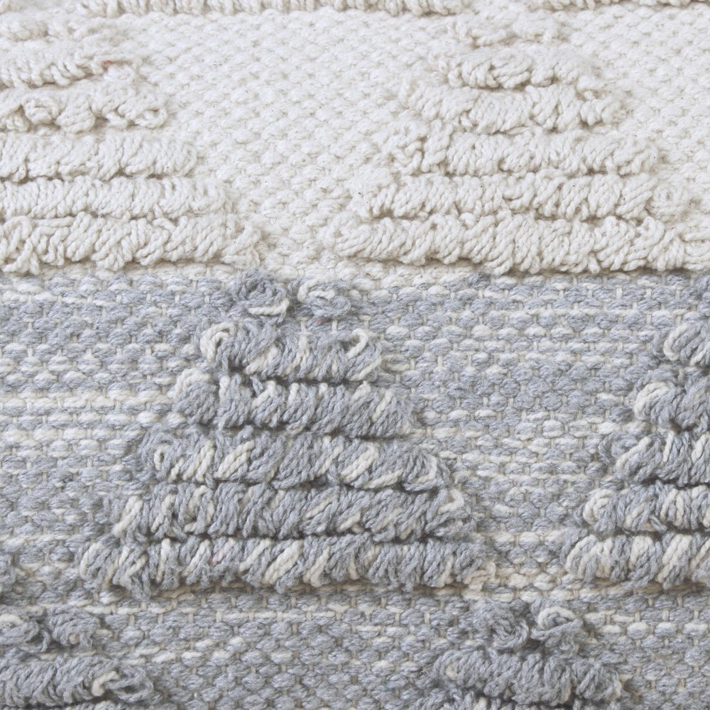 14" X 36" Light Blue And Off-White 100% Cotton Geometric Zippered Pillow