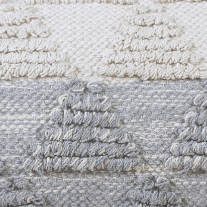 14" X 36" Gray And Off White Cotton Geometric Throw Pillow