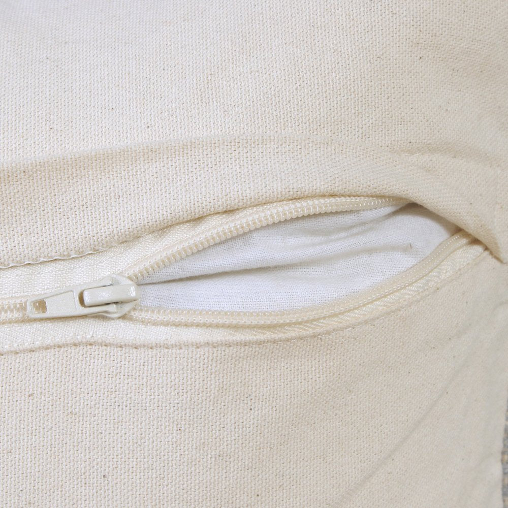 14" X 36" Light Blue And Off-White 100% Cotton Geometric Zippered Pillow