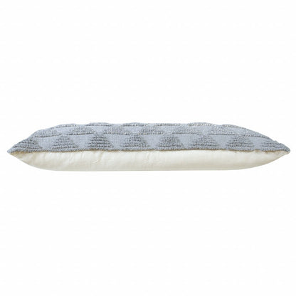 14" X 36" Gray And Off White Cotton Geometric Throw Pillow