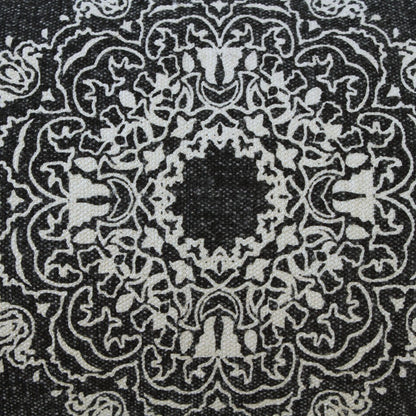 14" X 36" Black And White Cotton Medallion Throw Pillow