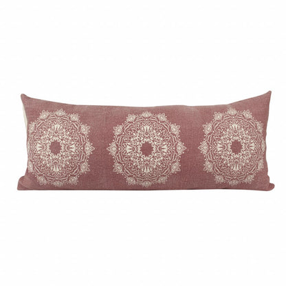 14" X 36" Black And White Cotton Medallion Throw Pillow