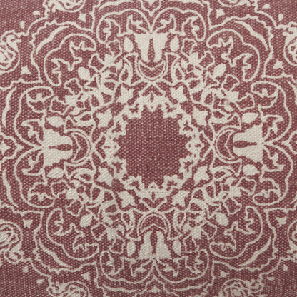 14" X 36" Dusty Rose And White Cotton Medallion Throw Pillow