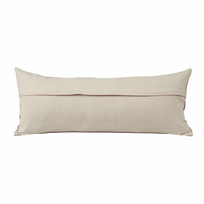 14" X 36" Dusty Rose And White Cotton Medallion Throw Pillow