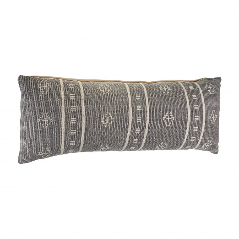 14" X 36" Gray Throw Pillow