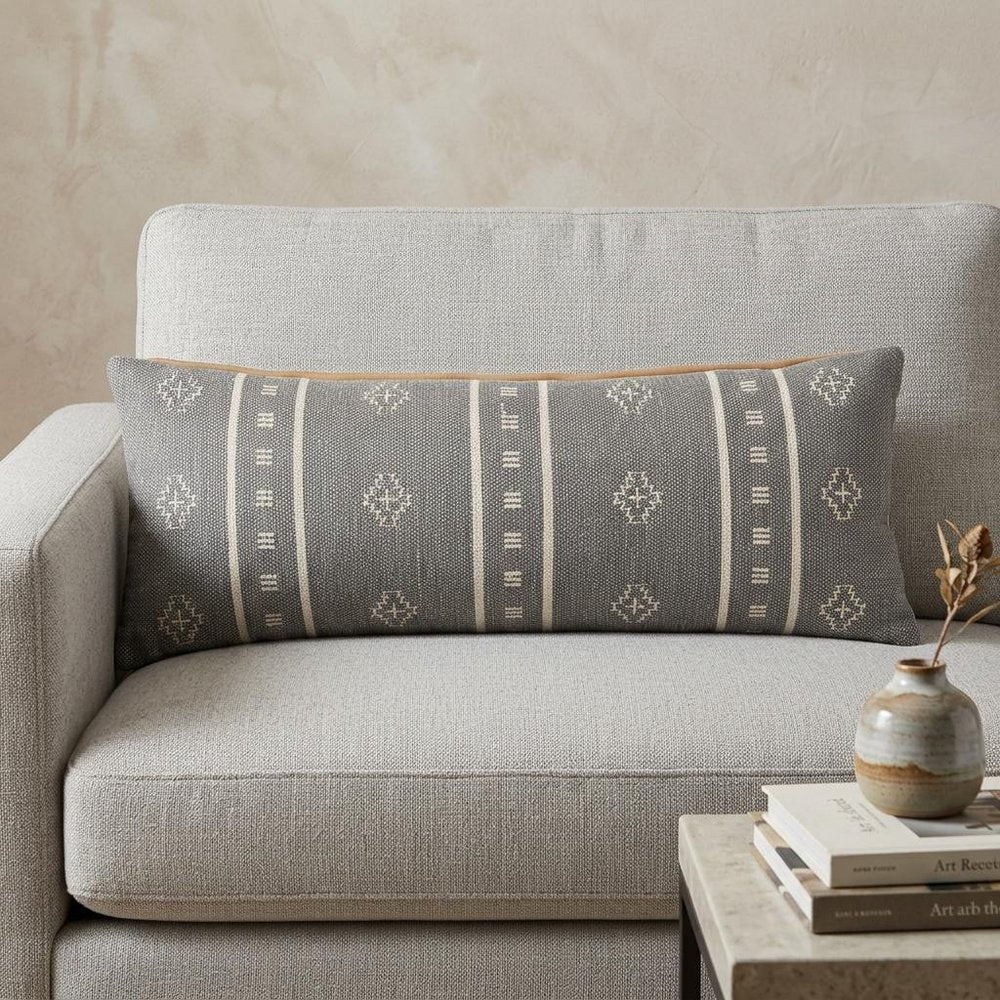 14" X 36" Gray Throw Pillow