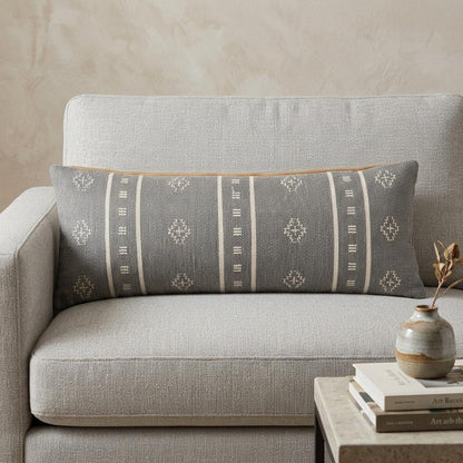 14" X 36" Gray Throw Pillow