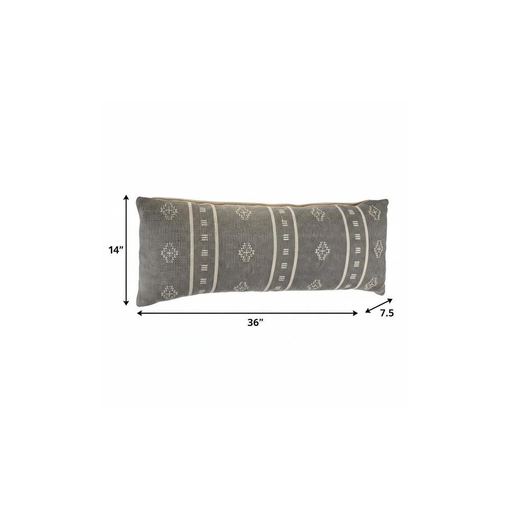 14" X 36" Gray Throw Pillow