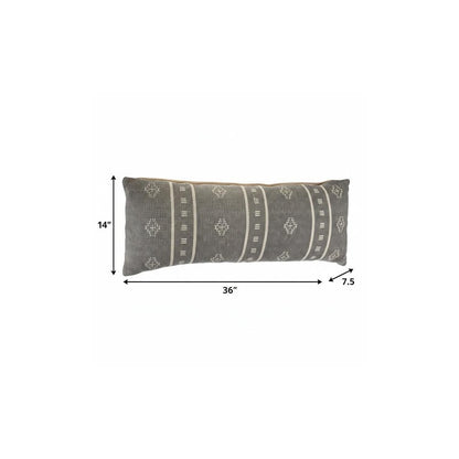 14" X 36" Gray Throw Pillow