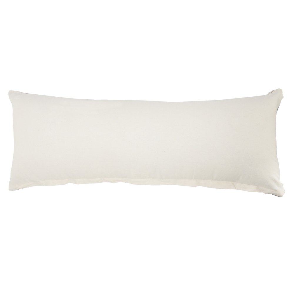 14" X 36" Gray And White Cotton Medallion Throw Pillow