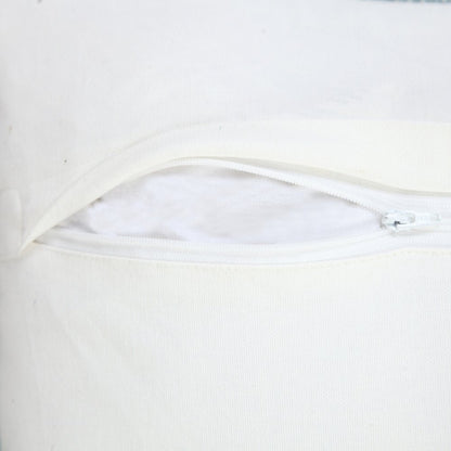 14" X 36" Light Blue Cotton Lumbar Throw Pillow With Fringe