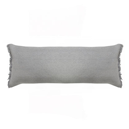 14" X 36" Light Blue Cotton Lumbar Throw Pillow With Fringe