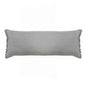 14" X 36" Light Blue Cotton Lumbar Throw Pillow With Fringe
