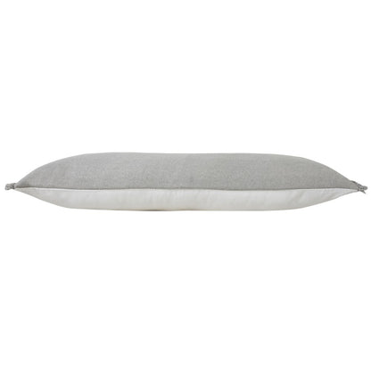 14" X 36" Light Gray Stonewashed Cotton Throw Pillow With Fringe