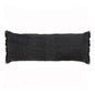 14" X 36" Black Stonewashed Cotton Throw Pillow With Fringe