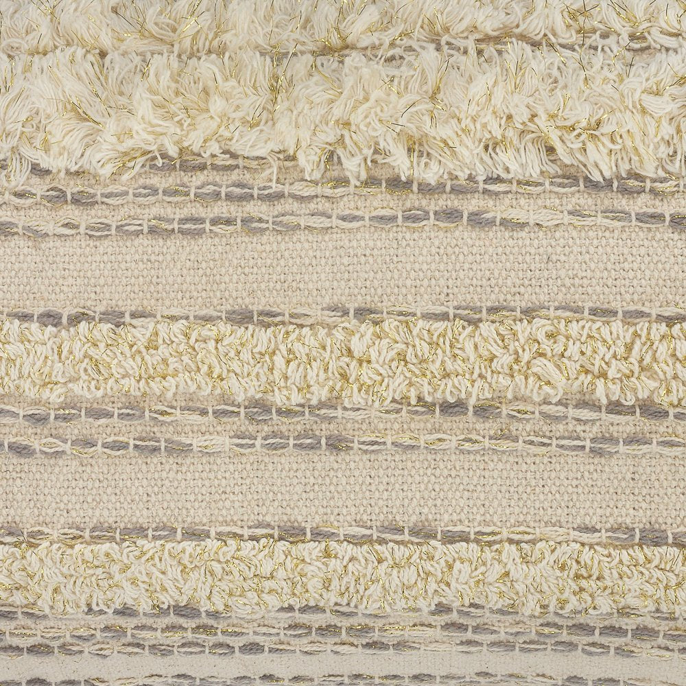 14" X 36" Cream Gray And Tan Cotton Striped Throw Pillow