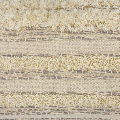 14" X 36" Cream Gray And Tan Cotton Striped Throw Pillow
