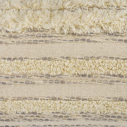 14" X 36" Cream Gray And Tan Cotton Striped Throw Pillow