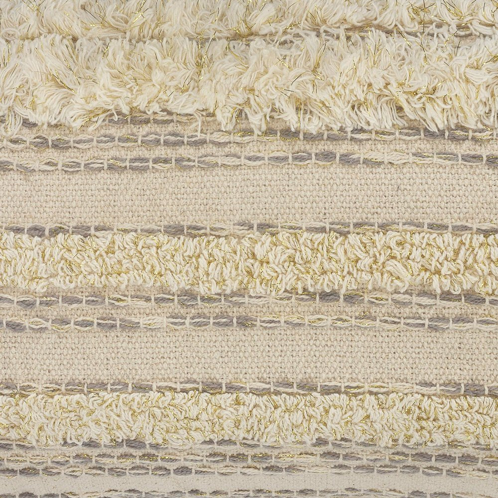 14" X 36" Cream Gray And Tan Cotton Striped Throw Pillow