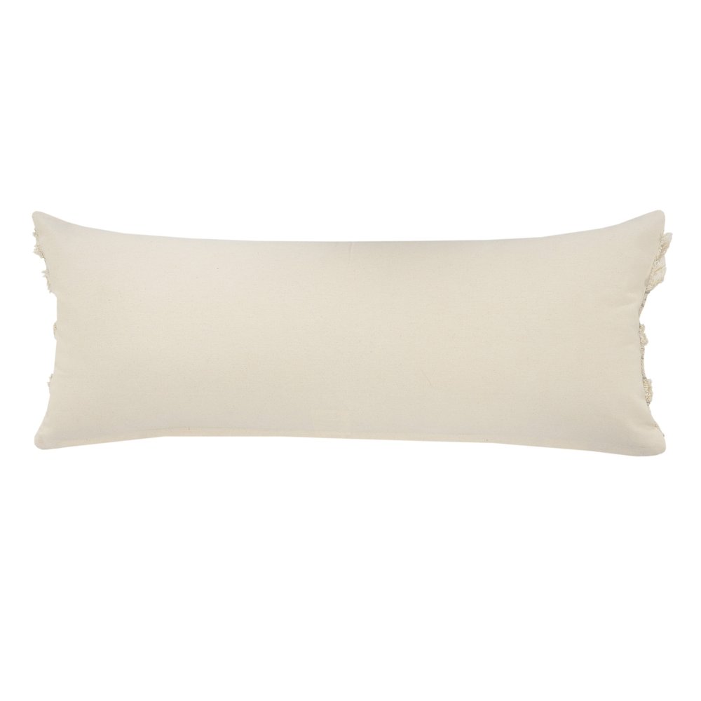 14" X 36" Cream Gray And Tan Cotton Striped Throw Pillow