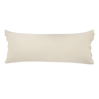 14" X 36" Cream Gray And Tan Cotton Striped Throw Pillow